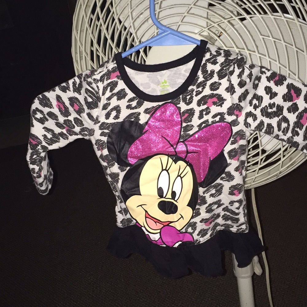 Long sleeve cheetah print Minnie Mouse blouse
